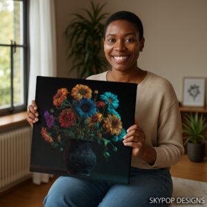 Neon Bloom Vase Art