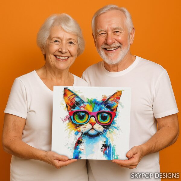 Hipster Cat in Glasses Art