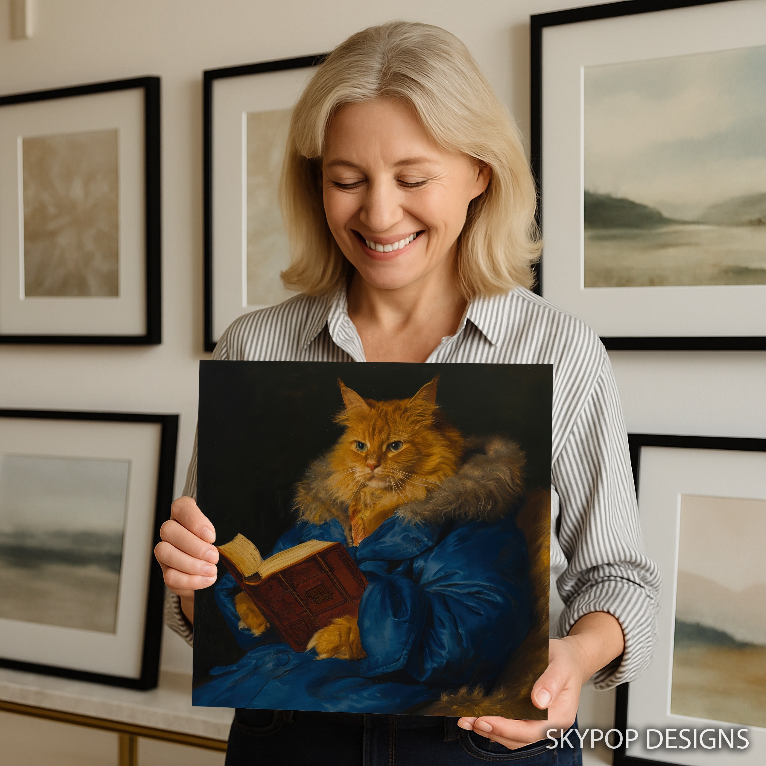 3.jpg Cat Reading Art