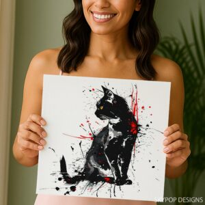 Black Cat Splatter Art