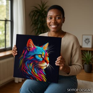 Neon Cat Explosion Art