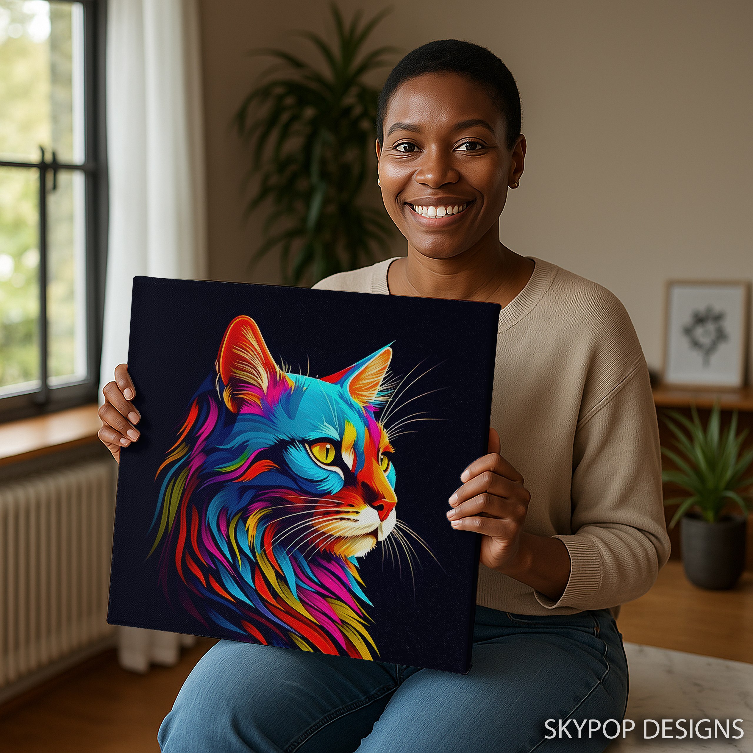 3.jpg Neon Cat Explosion Art