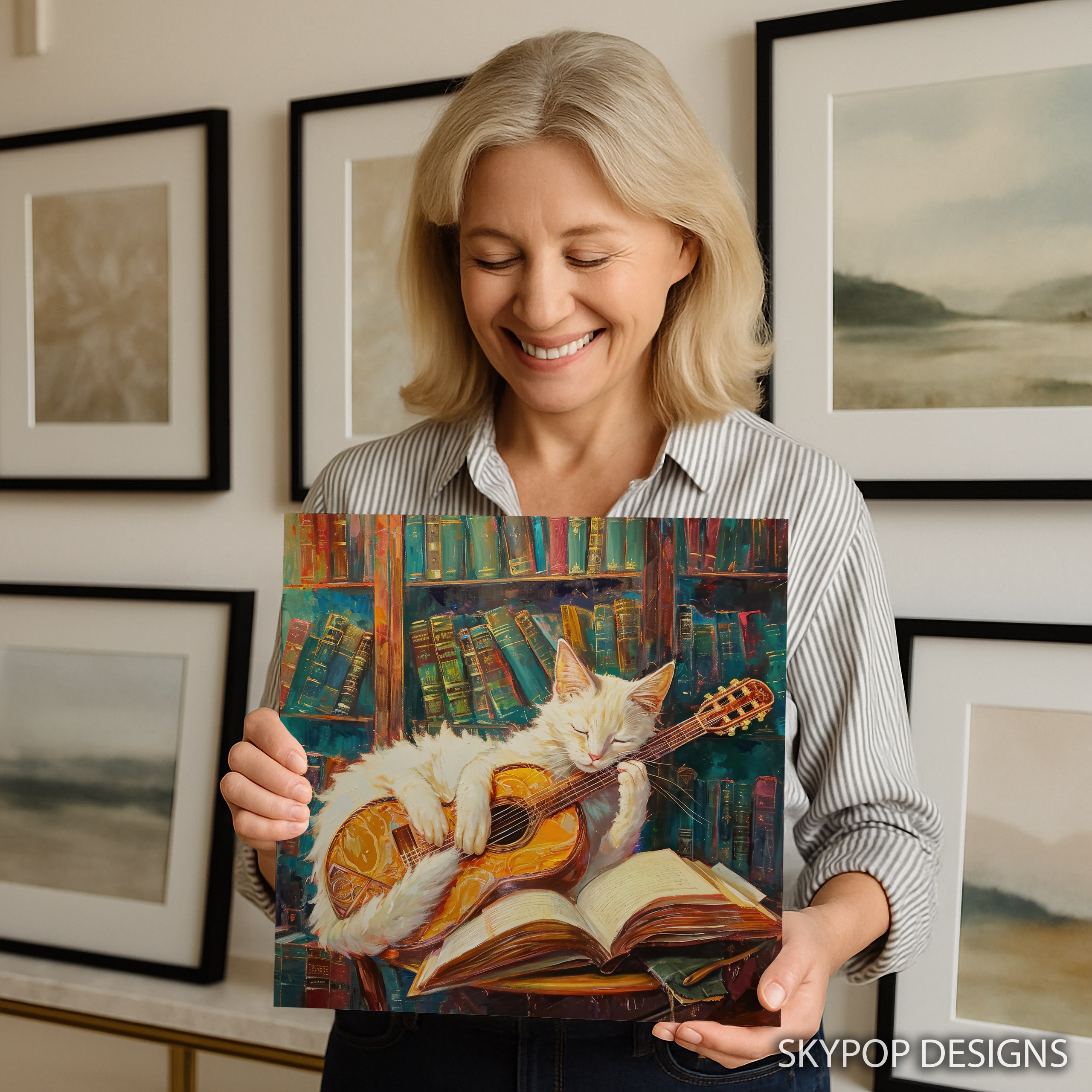 3.jpg Cat Playing Guitar Art