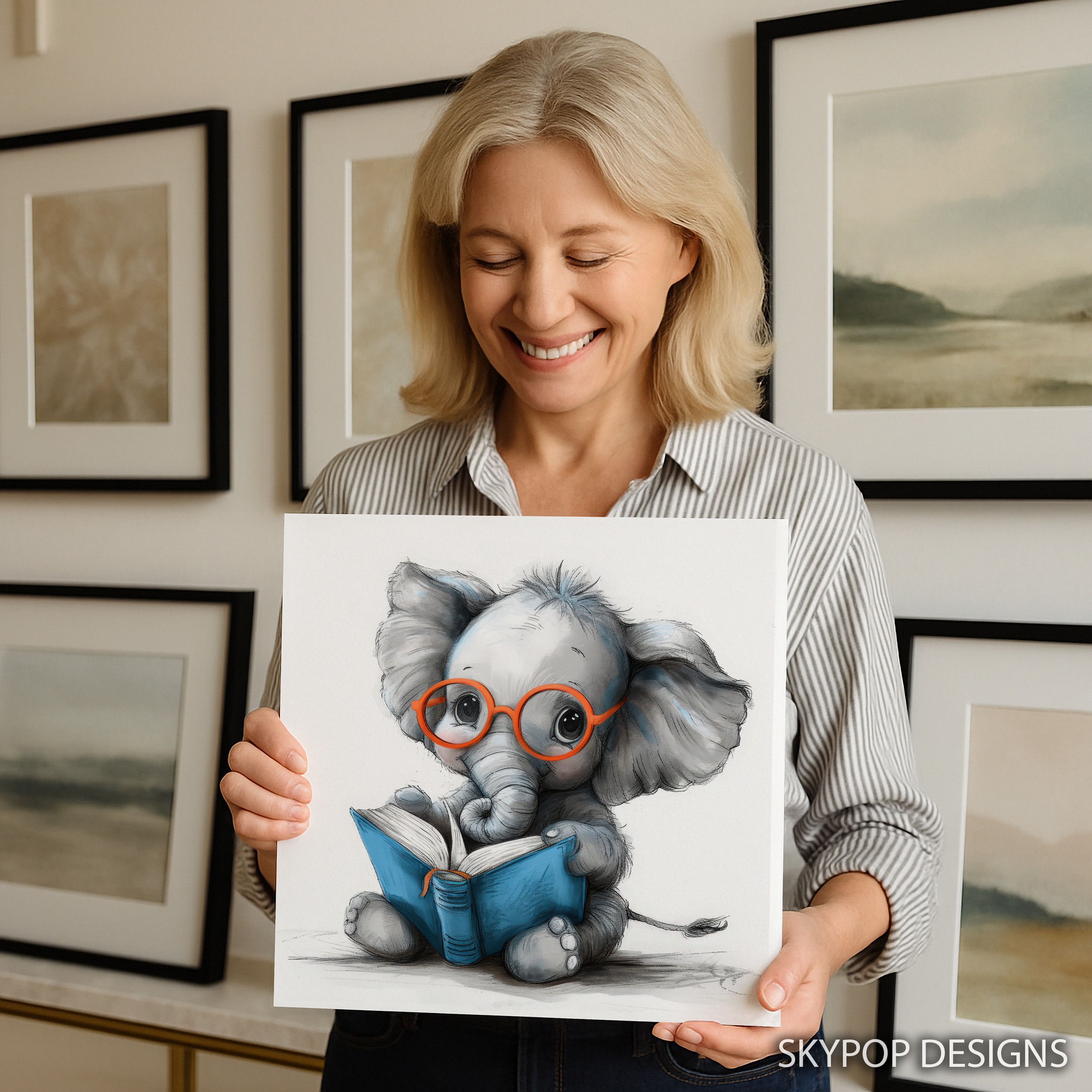 3.jpg Elephant Reading Art
