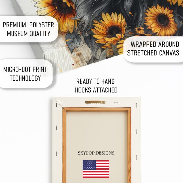 Black Cat Sunflower Art