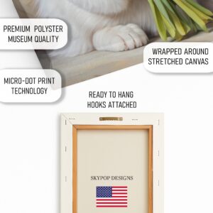 White Cat With Yellow Tulips Art