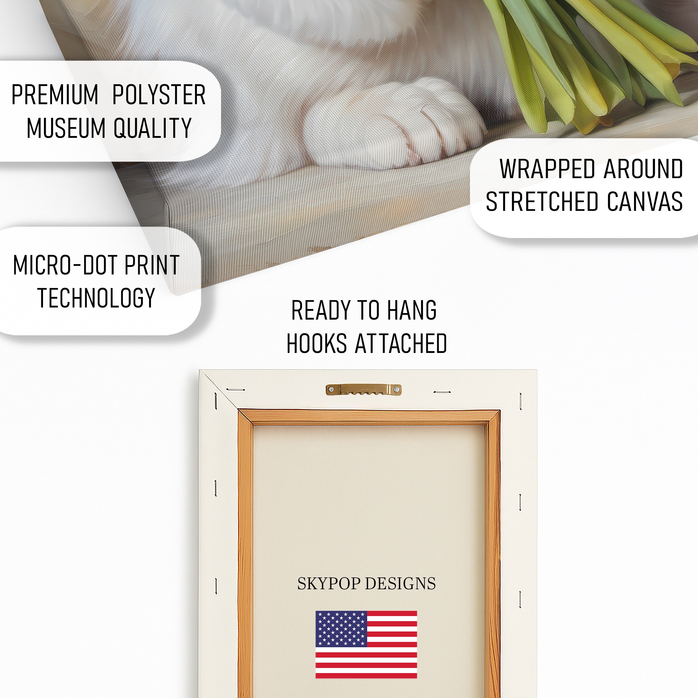 4.jpg White Cat With Yellow Tulips Art