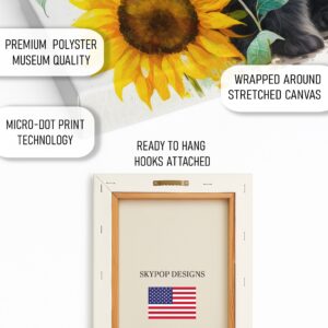 Black Cat and Sunflowers Art