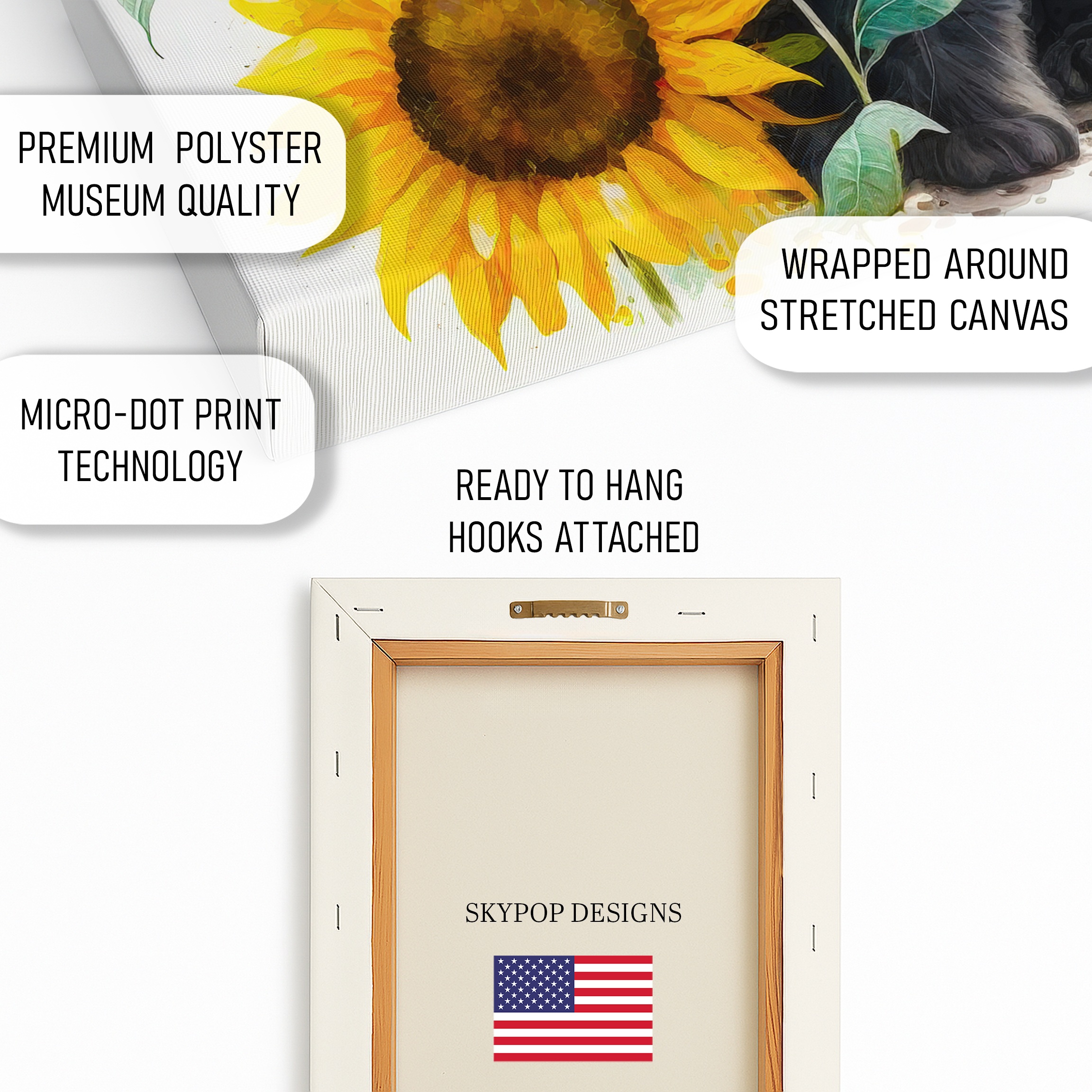 4.jpg Black Cat and Sunflowers Art