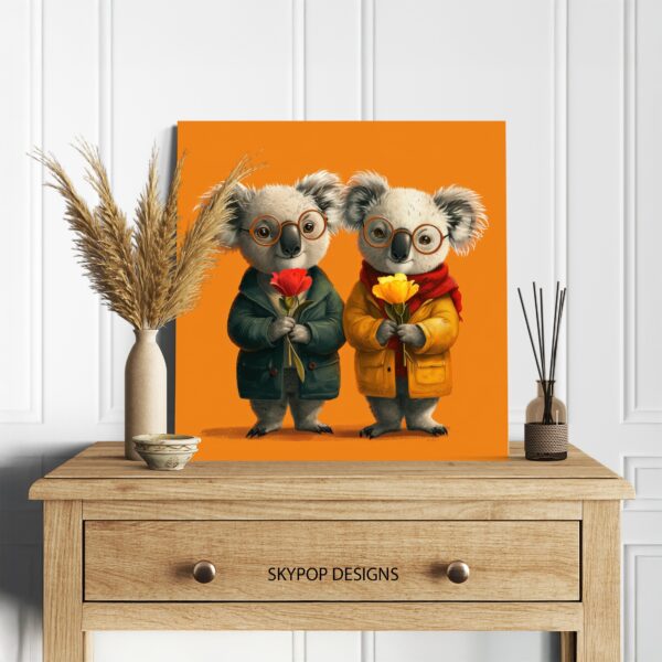 Koala Hugs and Flowers Art