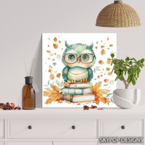 Owl Reading Books Art