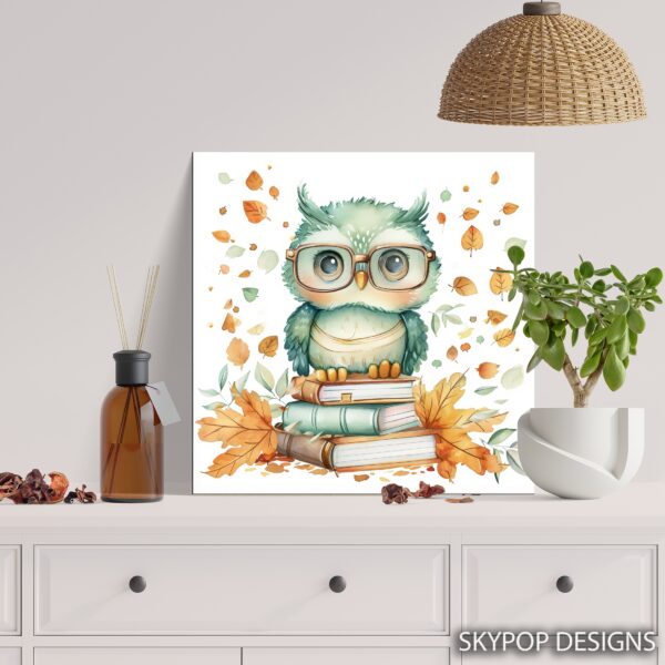 Owl Reading Books Art