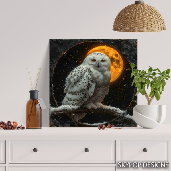 Snowy Owl Moonscape Art