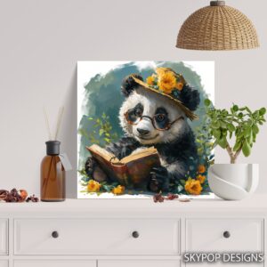 Panda Reading Book Art