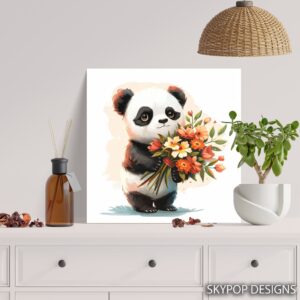 Panda Flower Bouquet Art