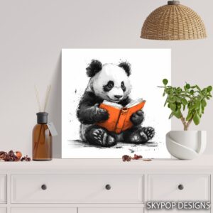 Panda Reading Book Art