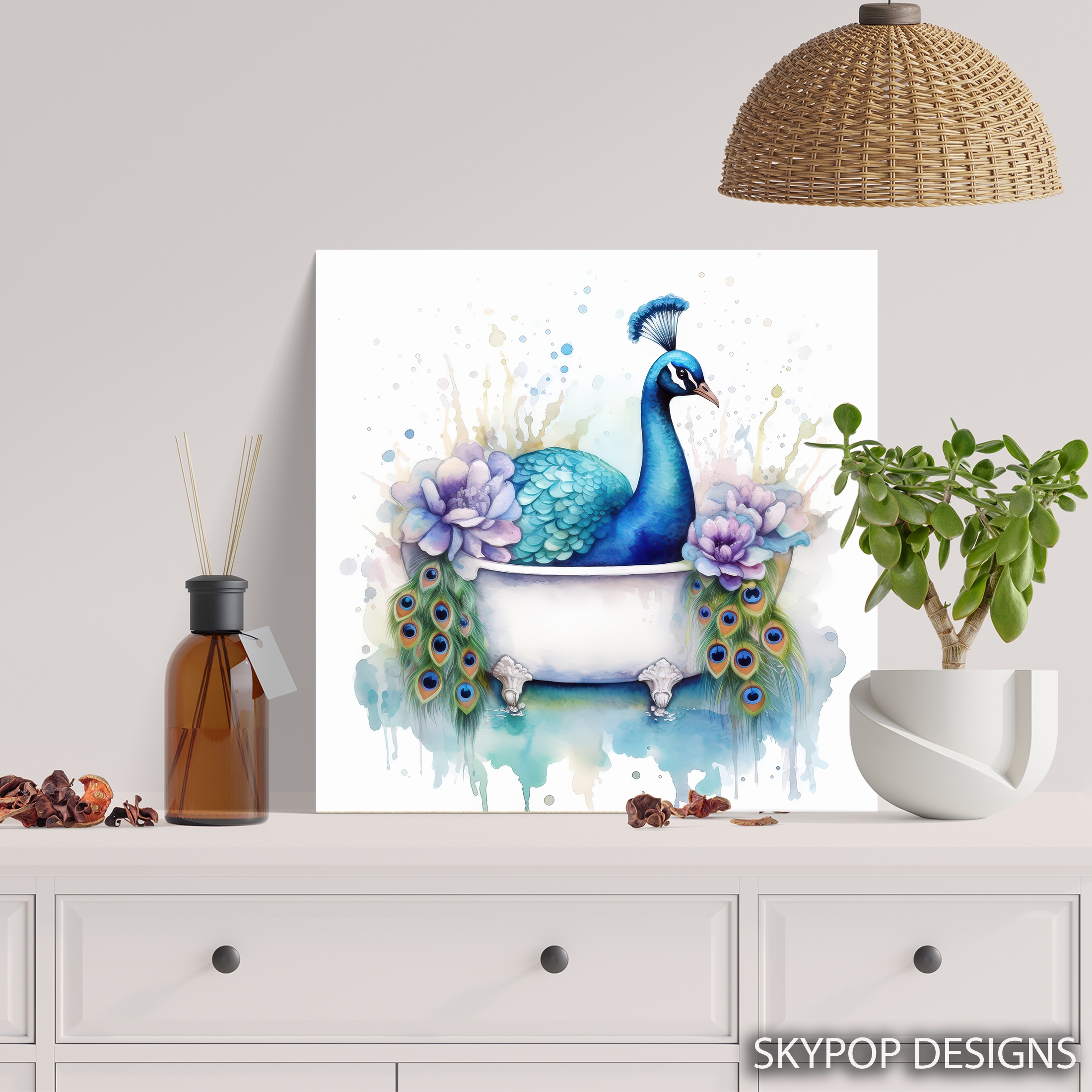 5.jpg Peacock Bath Art