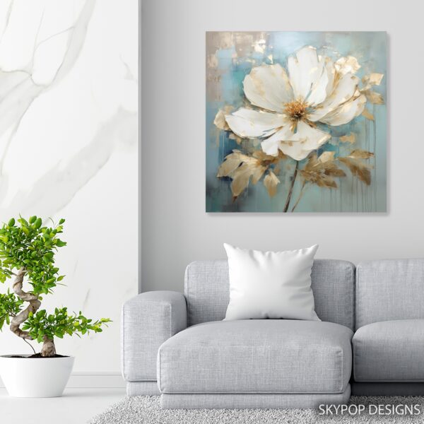 Golden Bloom Abstract Art