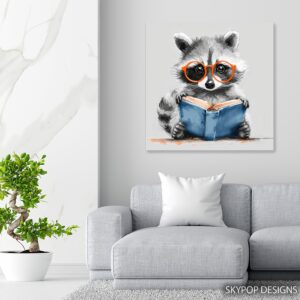 Raccoon Reading Art
