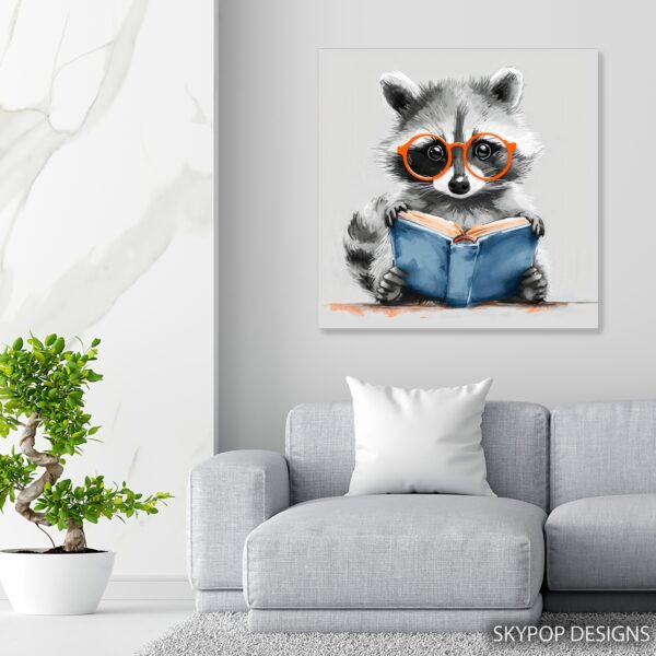Raccoon Reading Art