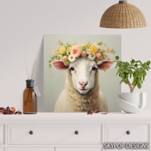 Sheep Flower Crown Art