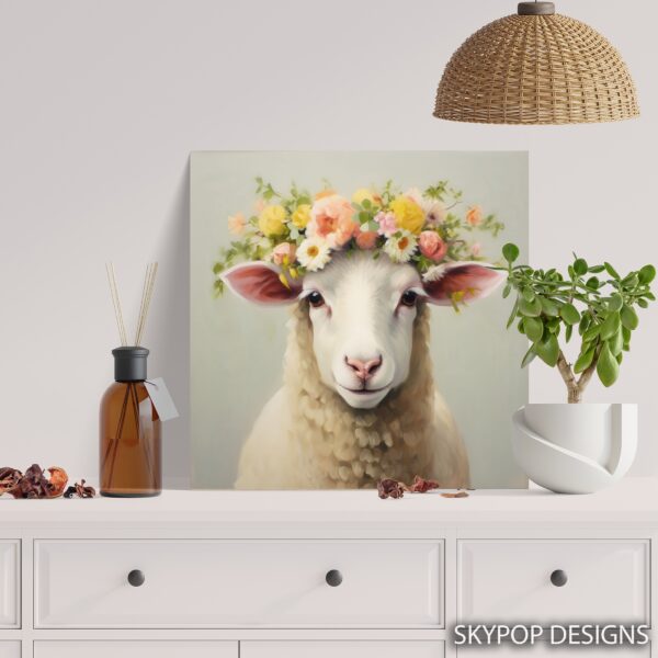 Sheep Flower Crown Art