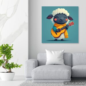 Sheep Playing Guitar Art