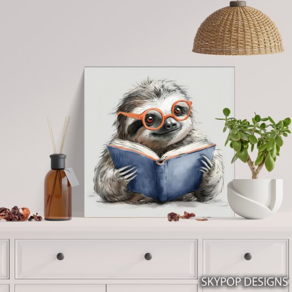 Sloth Bookworm Art