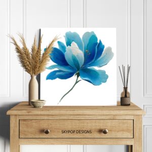 Blue Peony Bloom Art