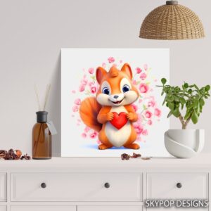 Squirrel Holding Heart Art
