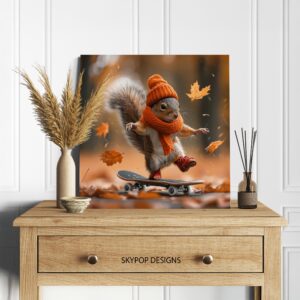 Squirrel Skateboarding Art