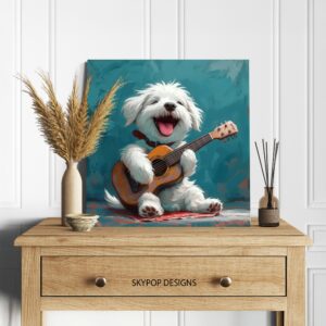 Shih Tzu Dog Guitar Art