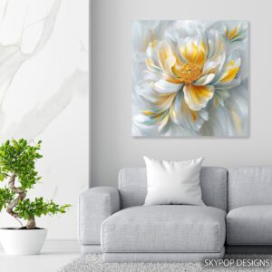 Golden Peony Bloom Art