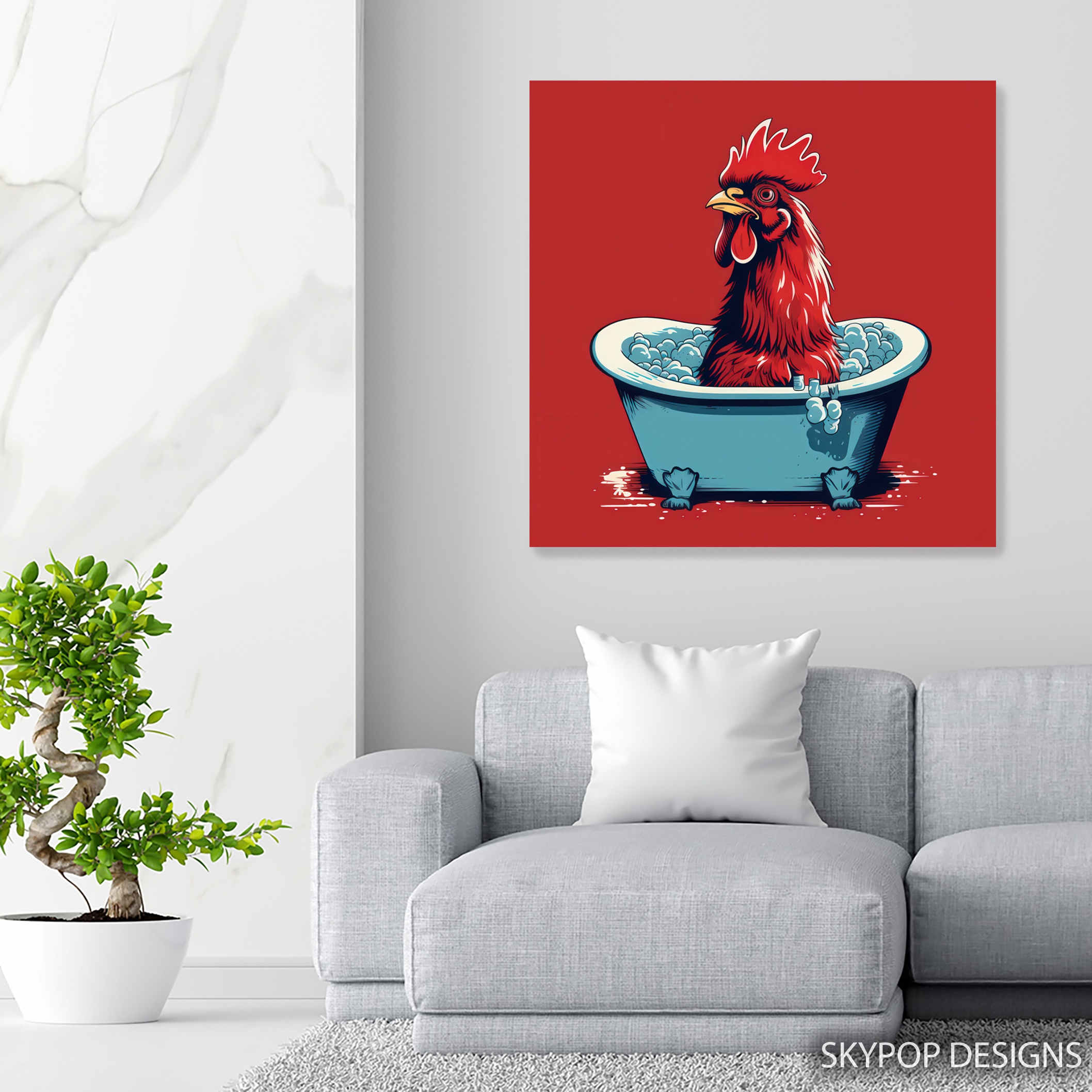 5.jpg Rooster Bath Time Art