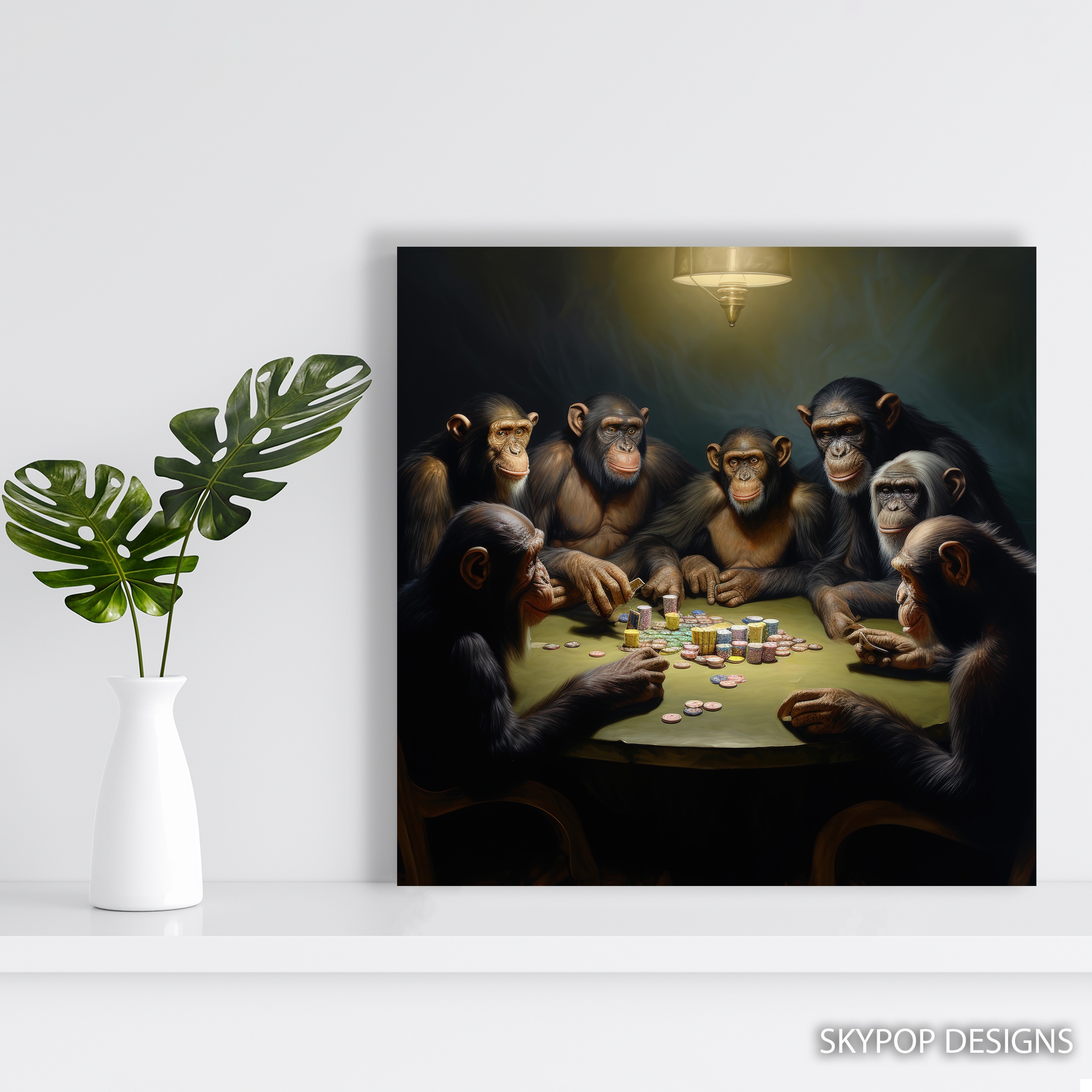 5.jpg Chimpanzee Poker Night Art