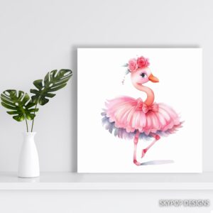 Ballerina Flamingo Art