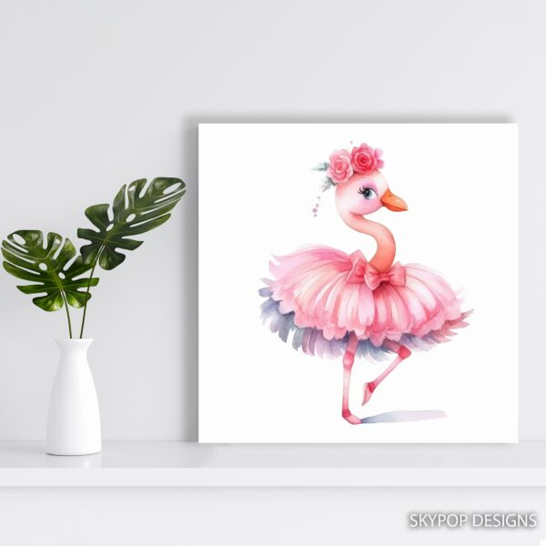 Ballerina Flamingo Art