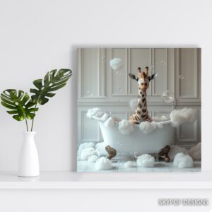 Giraffe Bath Time Art