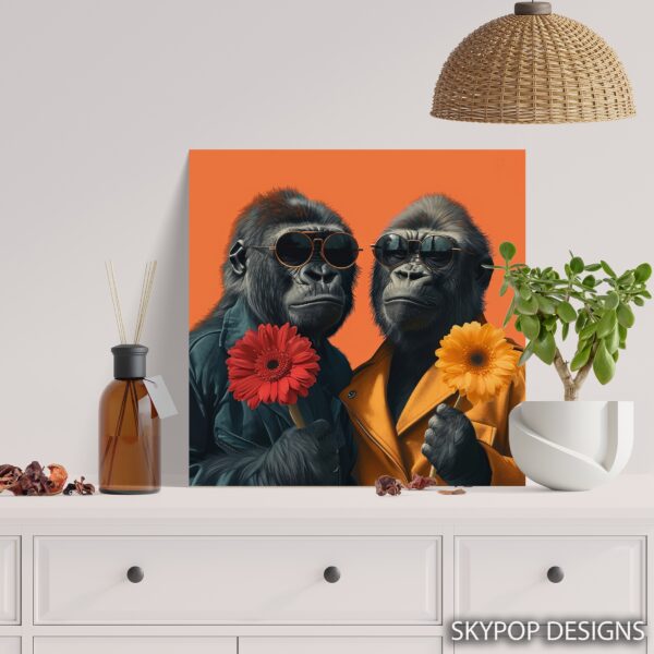 Gorillas With Flowers Art