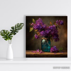 Lilac Blooms Mason Jar Art