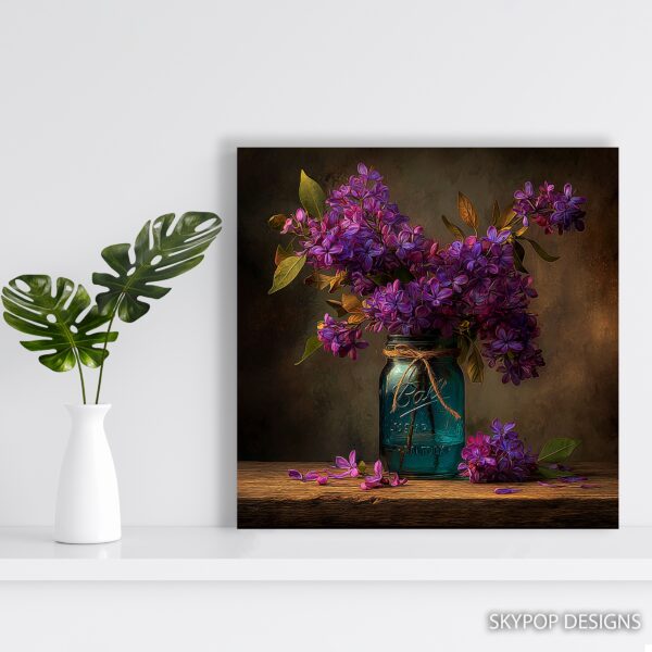 Lilac Blooms Mason Jar Art