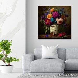 Vintage Floral Vase Art