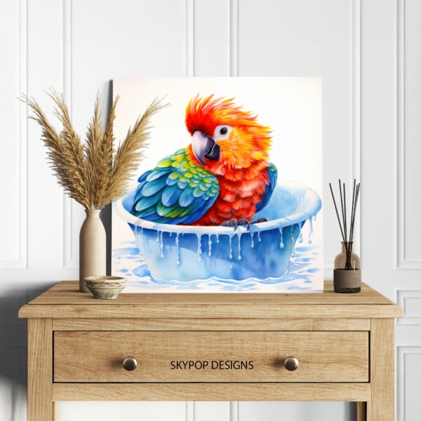 Parrot Bath Time Art