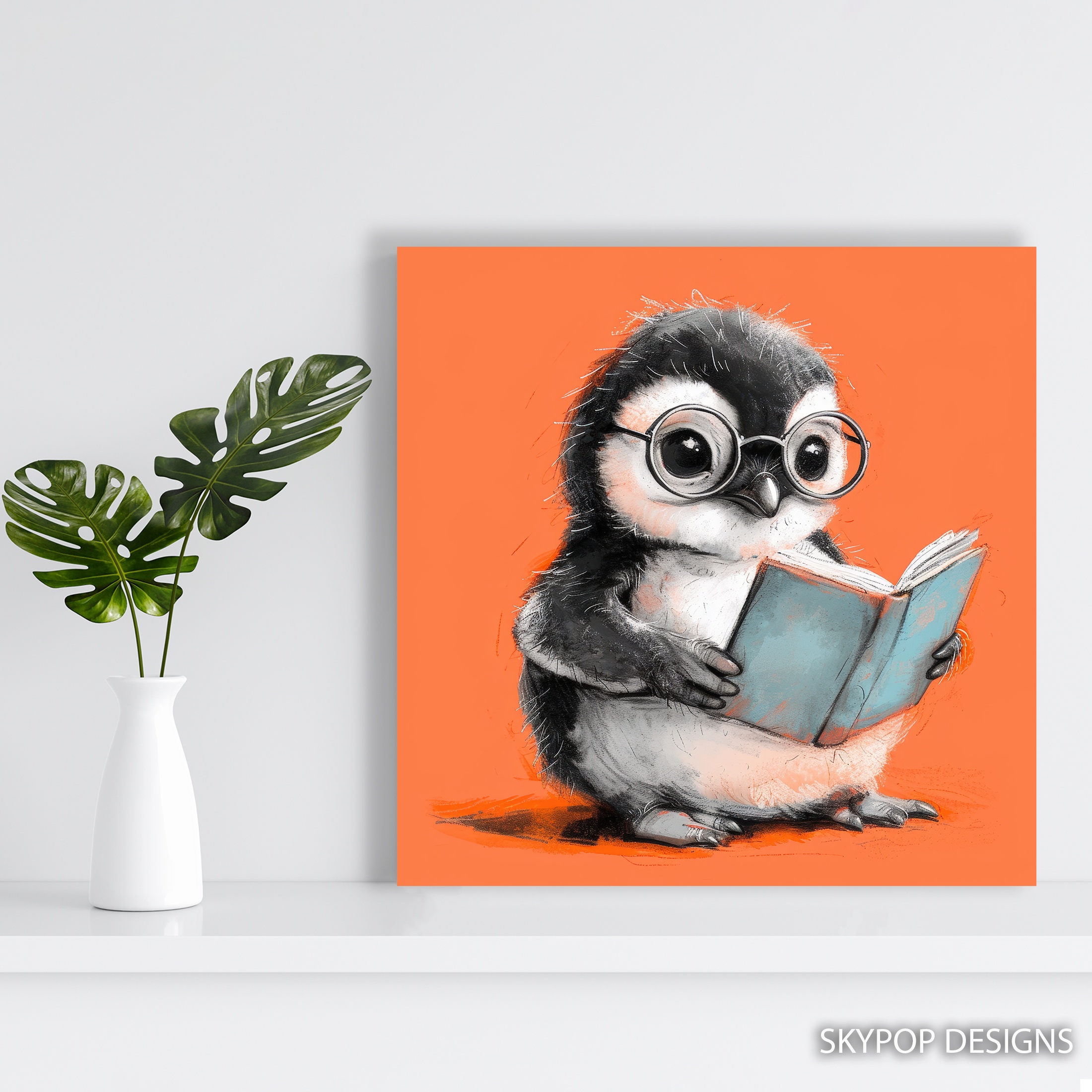 5.jpg Penguin Reading Book Art