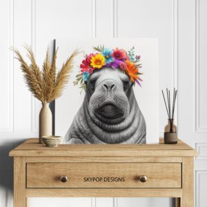 Walrus Floral Crown Art