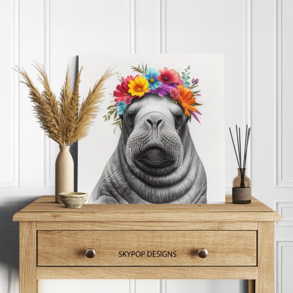 Walrus Floral Crown Art