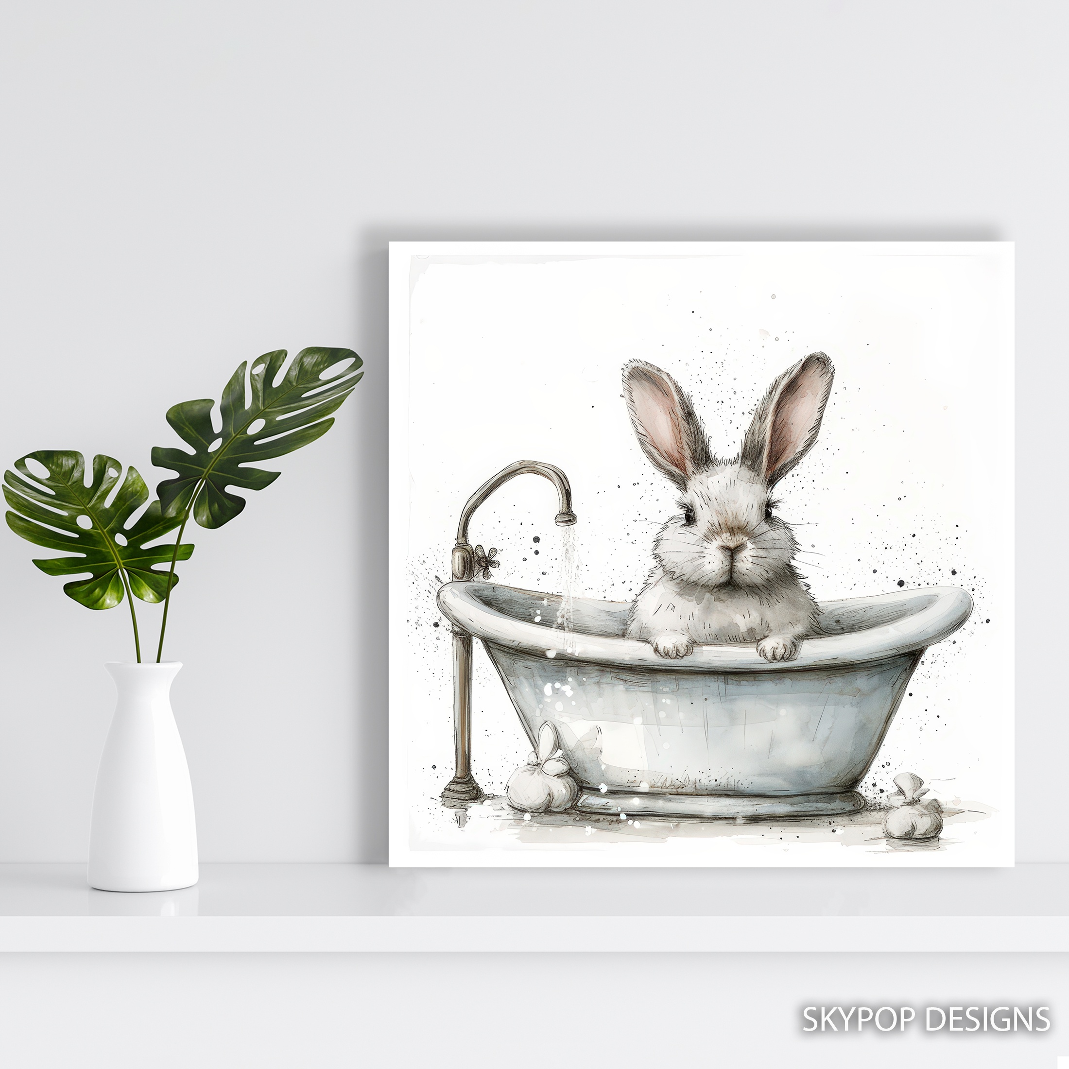 5.jpg Bunny Tub Time Art