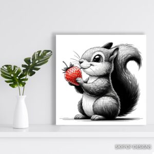 Squirrel Strawberry Art