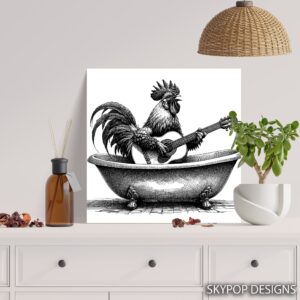 Rooster Guitar Art