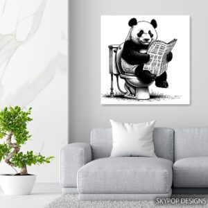 Panda Toilet Reading Art